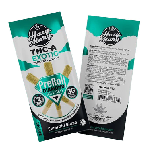 Hazy Mary Emerald Blaze | Sativa | Diamond Infused Pre-Rolls